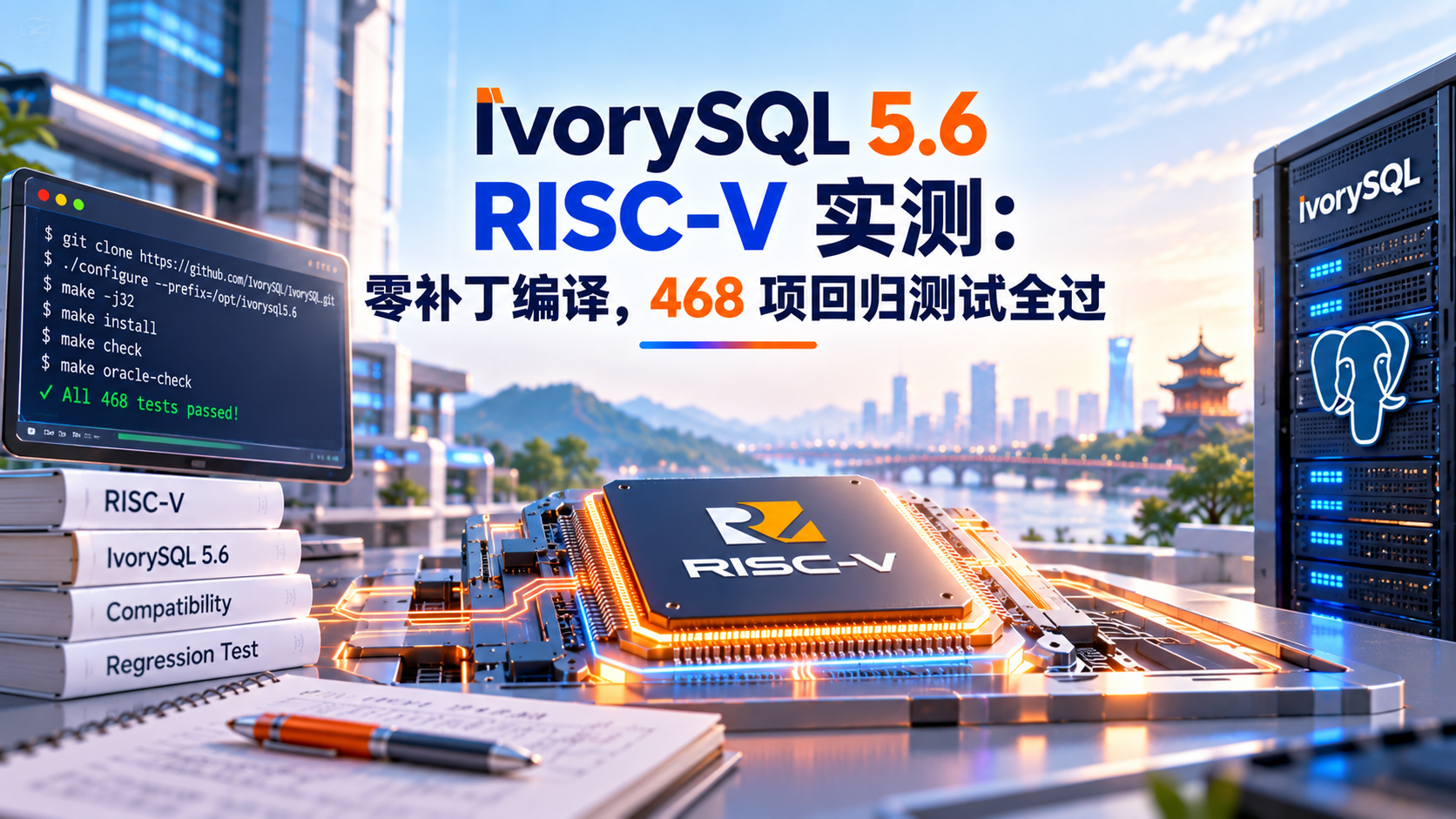 IvorySQL 5.6 RISC-V 实测:零补丁编译,468 项回归测试全过