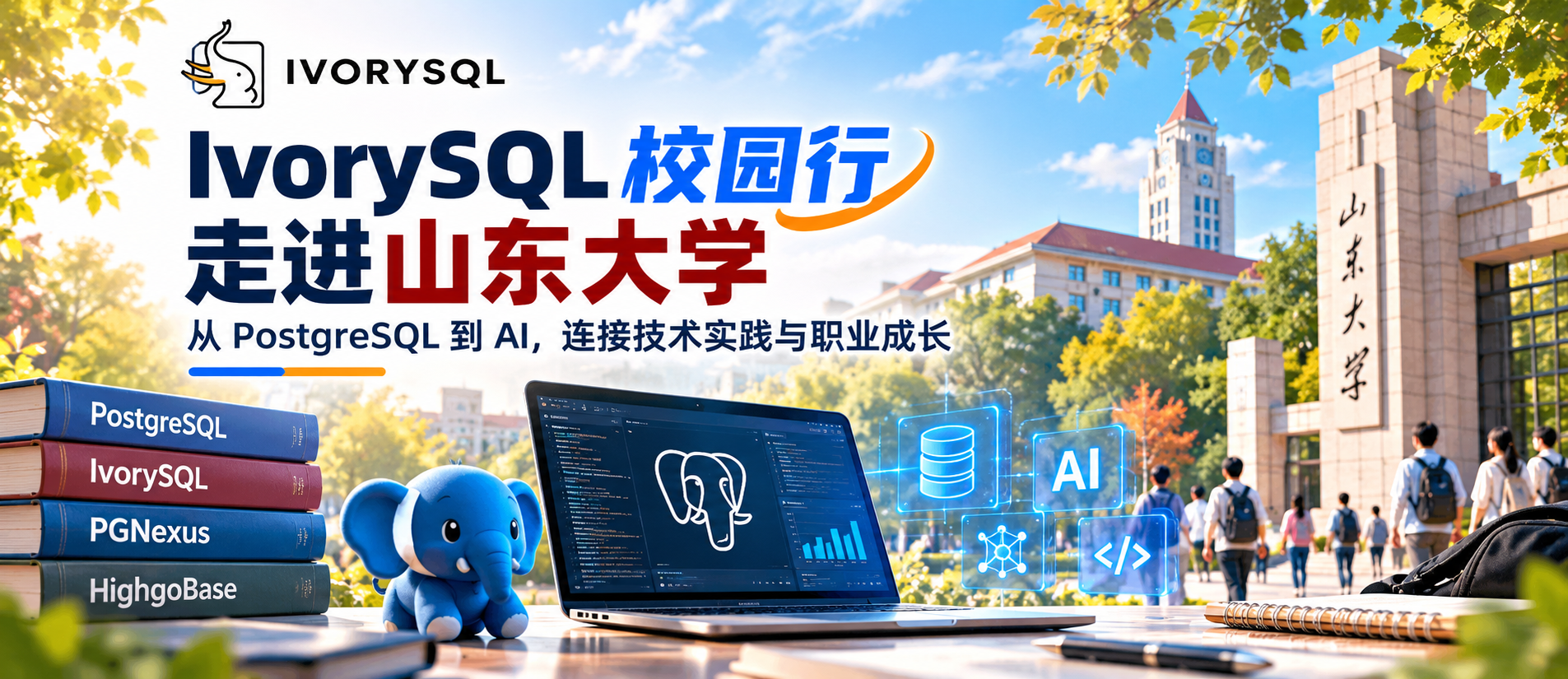 IvorySQL 校园行走进山东大学:从 PostgreSQL 到 AI,连接技术实践与职业成长